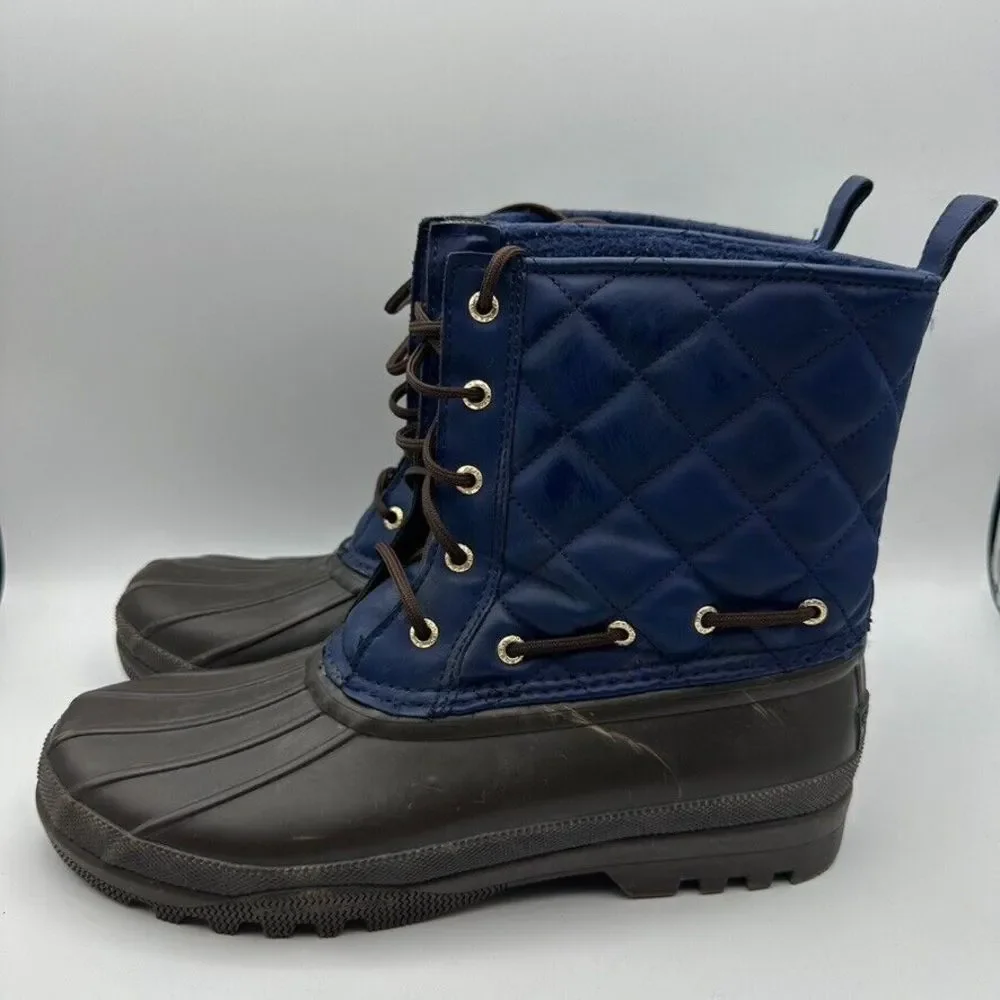 Sperry Rubber Duck Boots Womens 9 M Blue Brown Fleece Insulation‎ Uppers